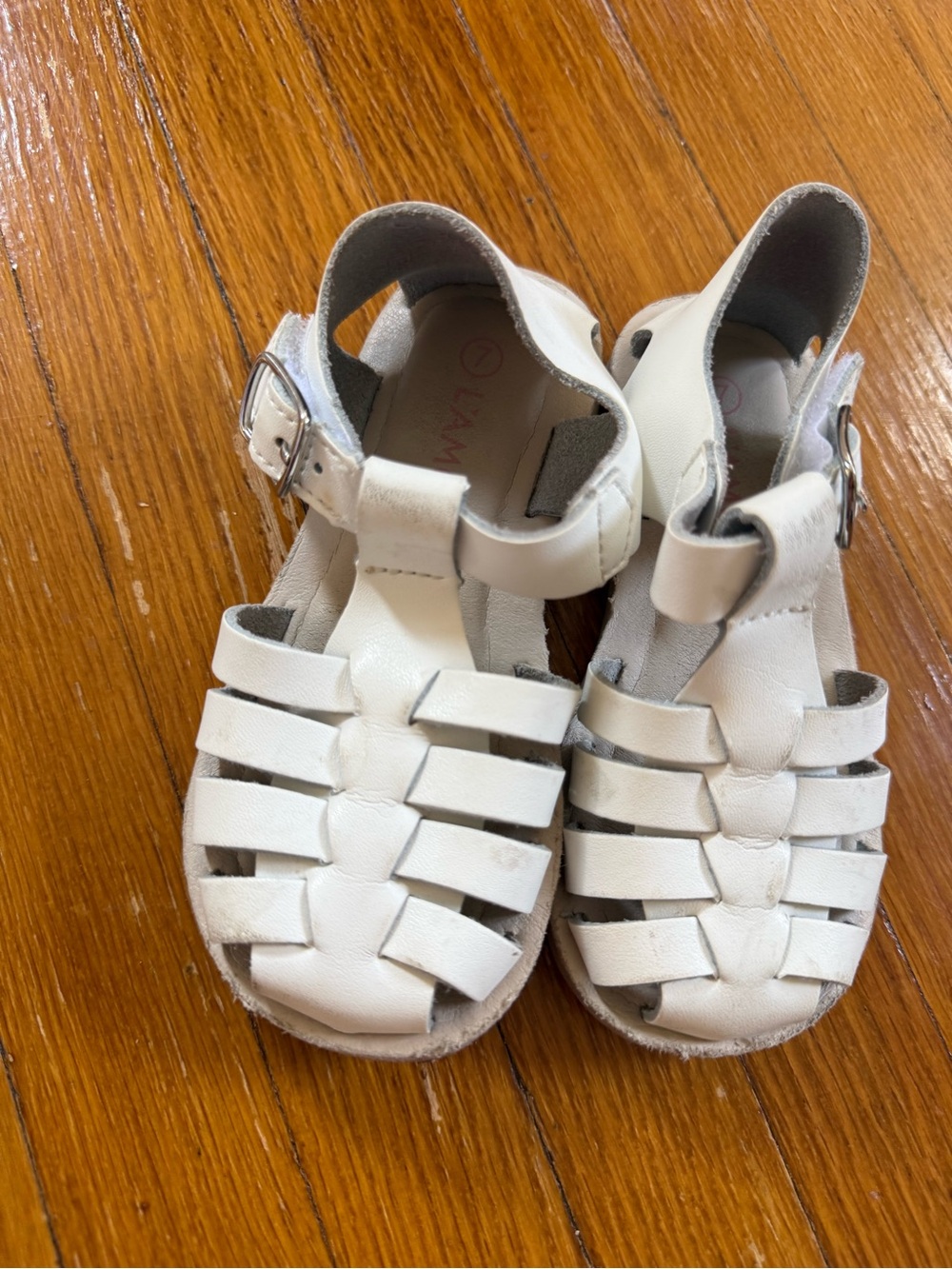 White Kids Fisherman Sandals with Buckle Closure